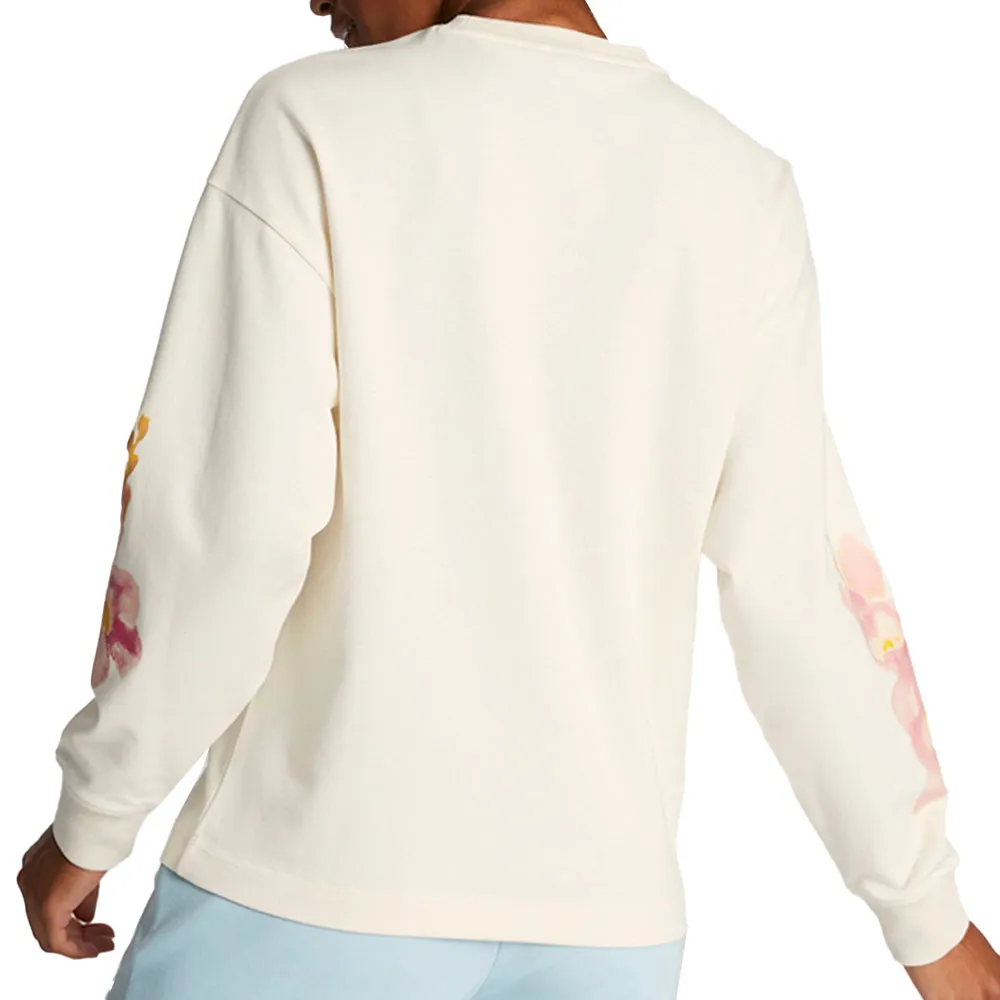 Watercolor Floral Crew Neck Long Sleeve Sweatshirt