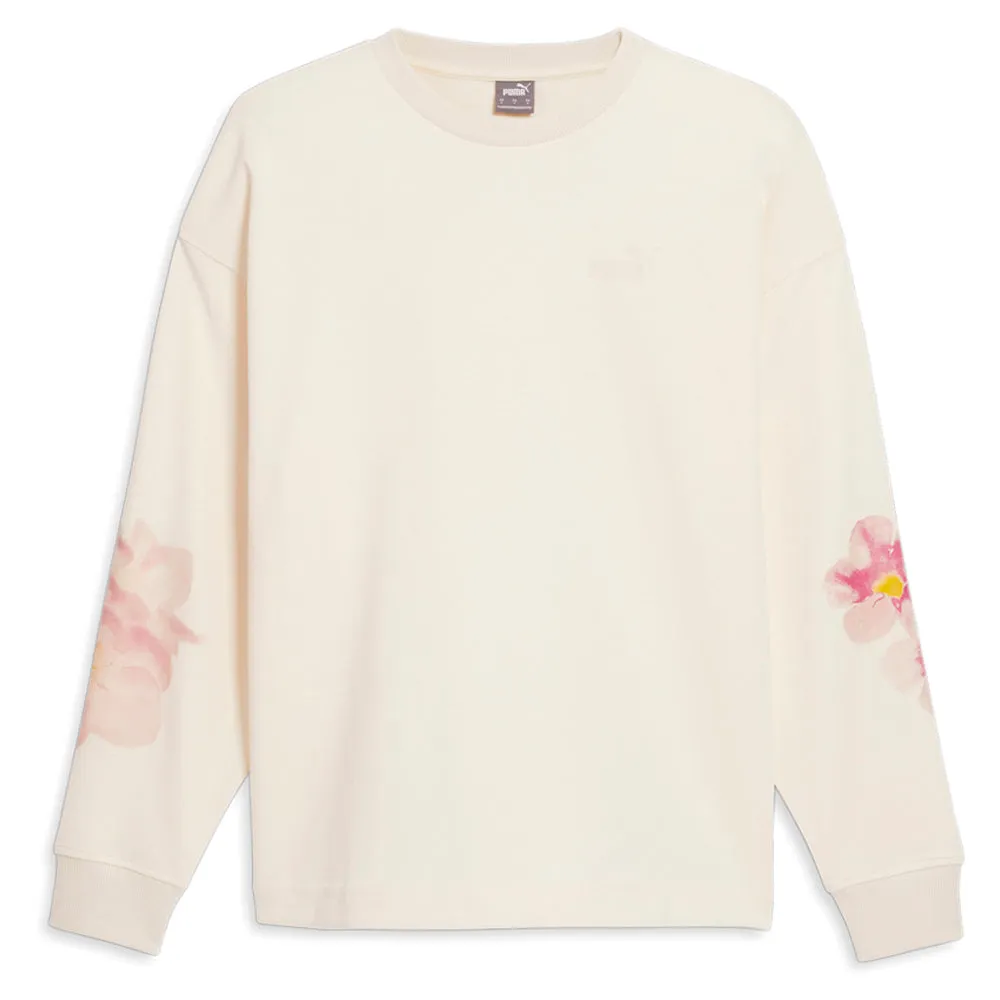 Watercolor Floral Crew Neck Long Sleeve Sweatshirt