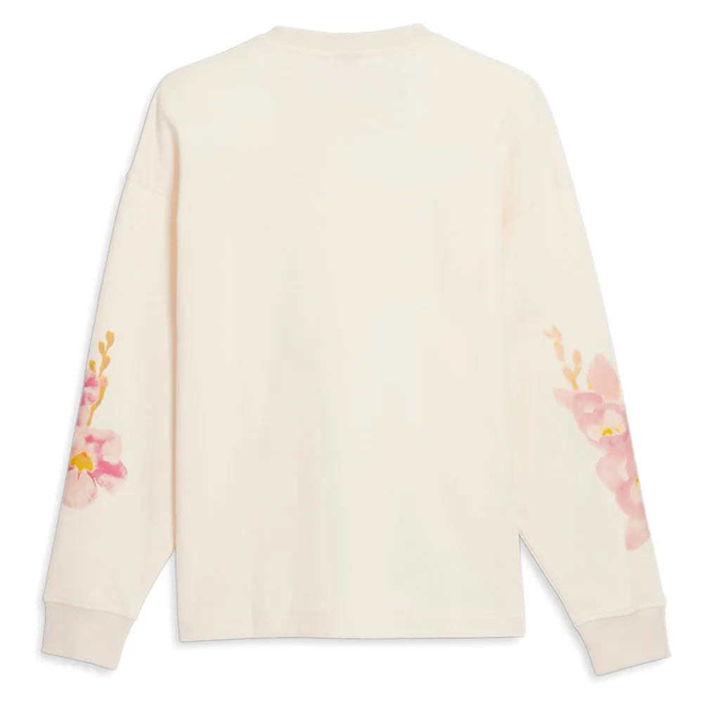 Watercolor Floral Crew Neck Long Sleeve Sweatshirt