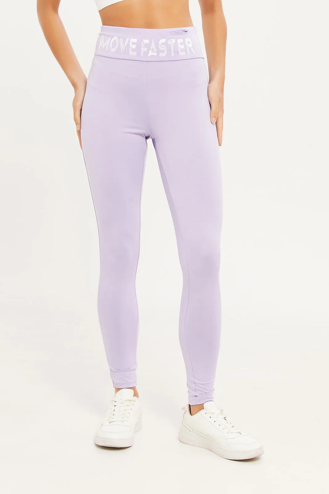 Women Lilac Placement Print Active Pant