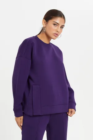 Women Purple Oversized Sweatshirt