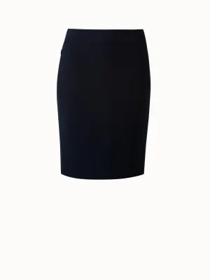 Wool Double-Face Pencil Skirt with Zip Pockets