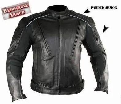 Xelement B9119 Men's 'Frenzy' Black Armored Leather Motorcycle Jacket