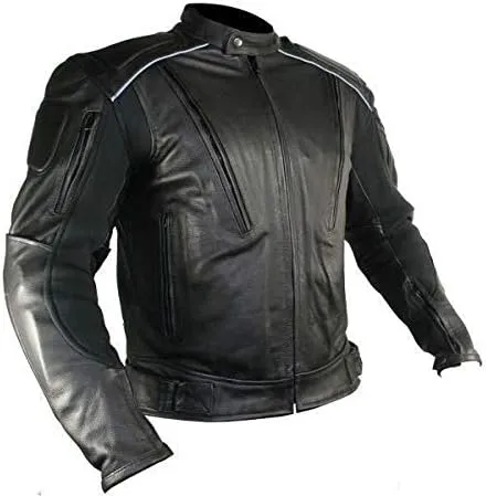 Xelement B9119 Men's 'Frenzy' Black Armored Leather Motorcycle Jacket